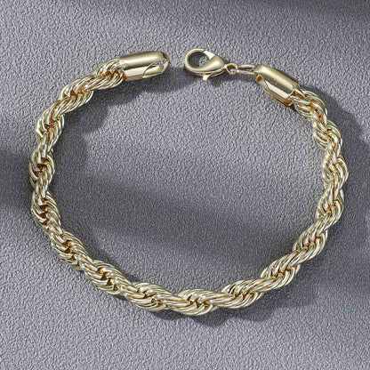 7MM Gold Rope Bracelet - Classic Rope Twist
