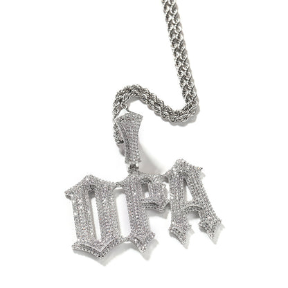 White Gold Custom Name Pendants - Iced Out Gothic Name Design