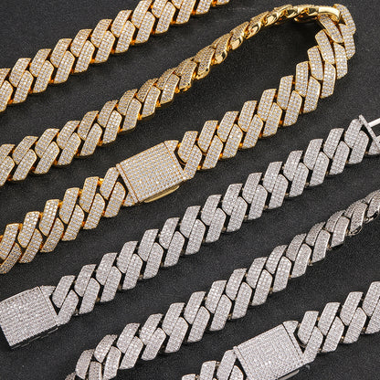 20MM Yellow Gold Iced Out Cuban Link Chain - 3 Row VVS