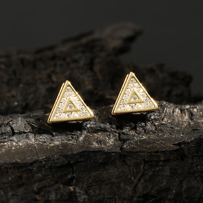 Gold Stud Earrings - Men's Triangle Earrings