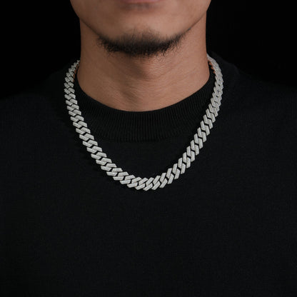 12MM Moissanite Cuban Link Chain - 3 Row Iced S925 Silver