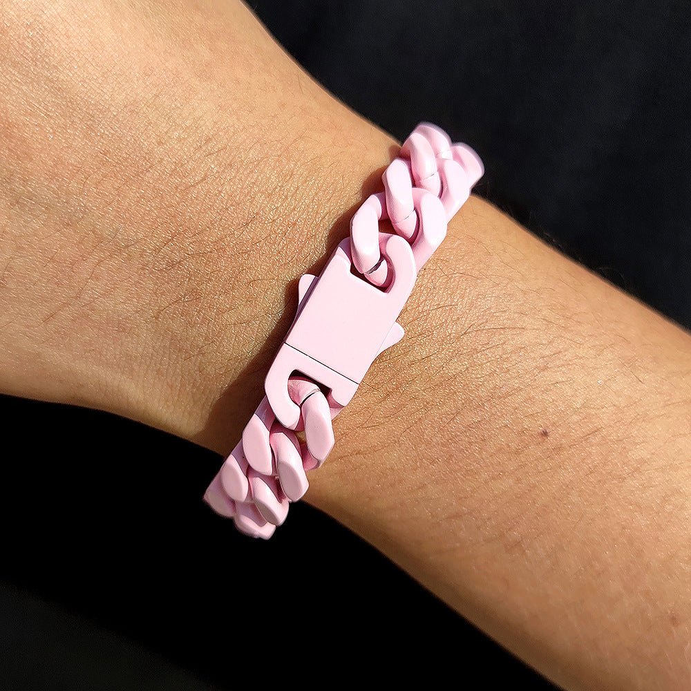 13MM Cuban Link Bracelet - High-Gloss Color Links