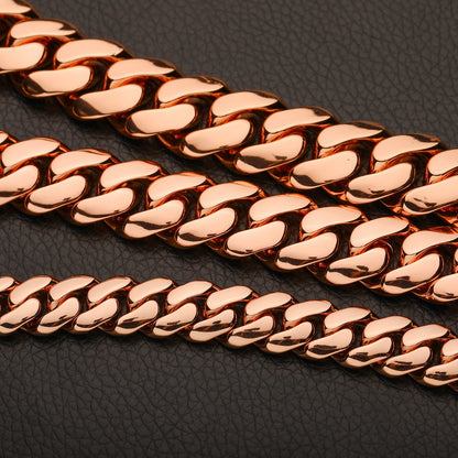 14MM Rose Gold Miami Cuban Link Chain - Bold Cuban Chain
