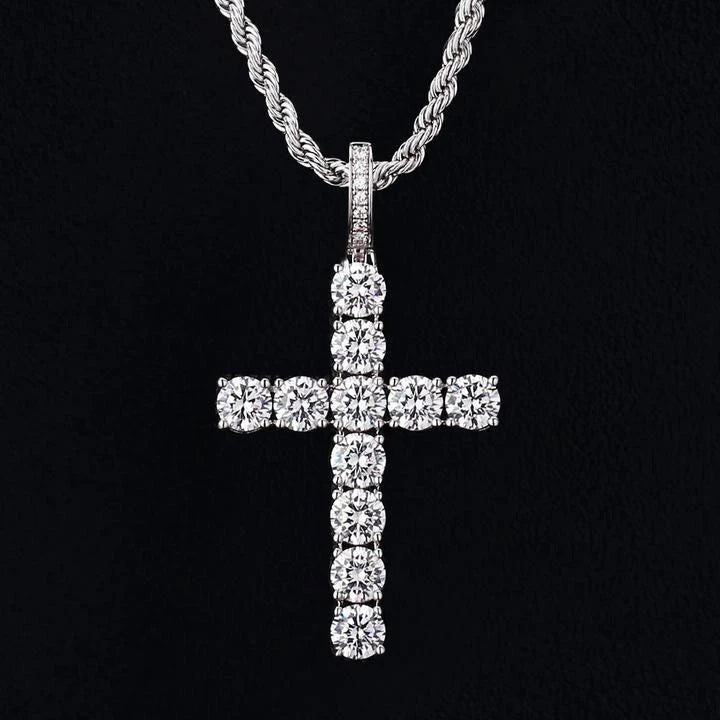 The Iced Cross – 5A Cubic Zirconia Pendant - Ice Grind