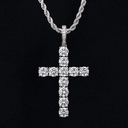 The Iced Cross – 5A Cubic Zirconia Pendant - Ice Grind