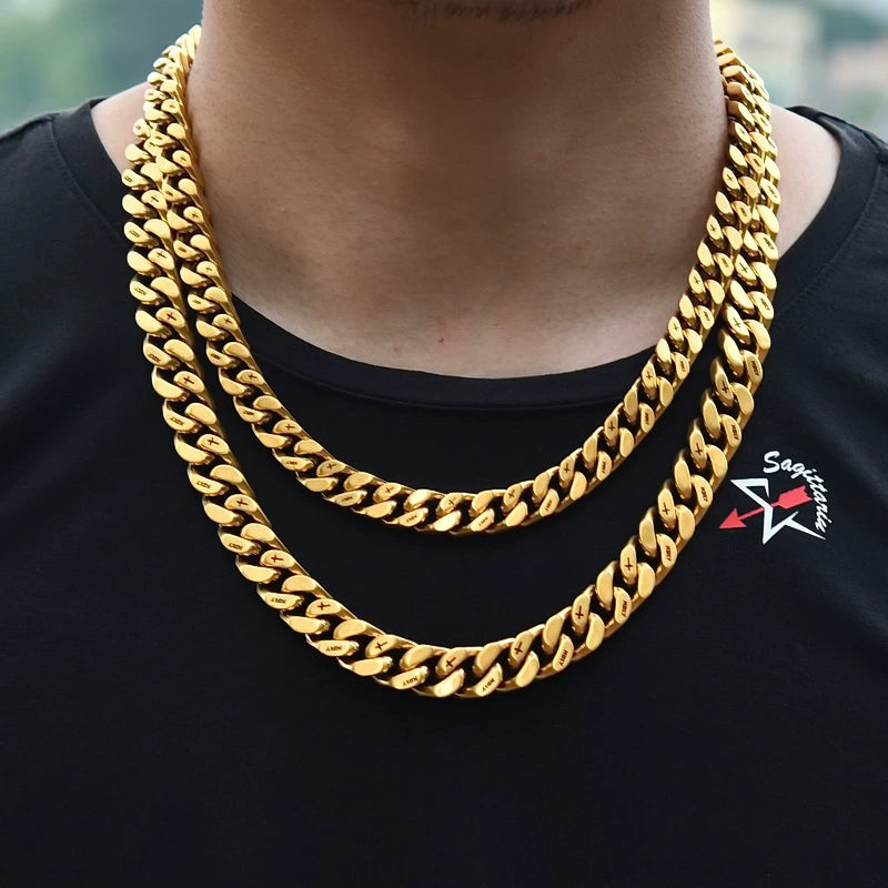 12MM Gold Cuban Chain - Ice Grind