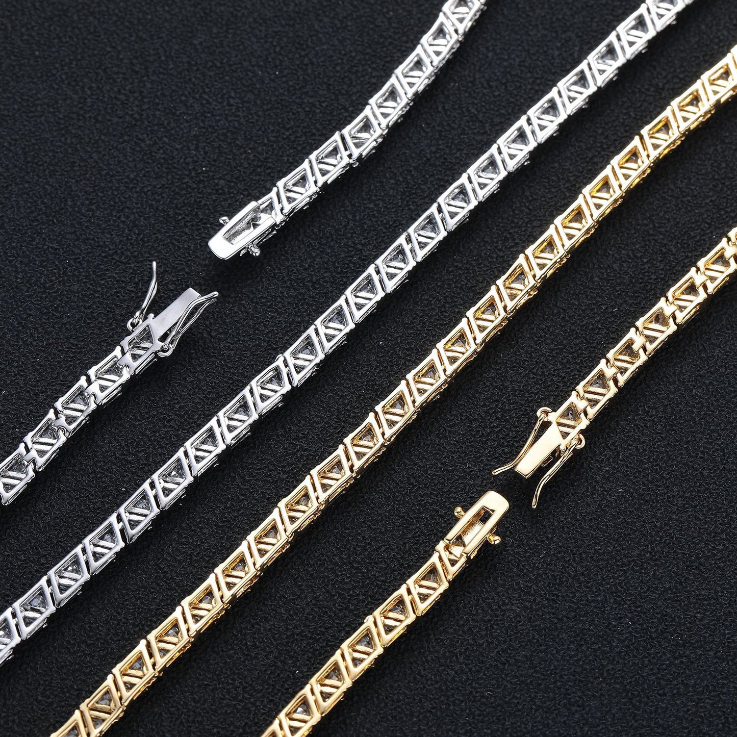 5MM Gold Pyramid Tennis Chain - Men's Gold Chain