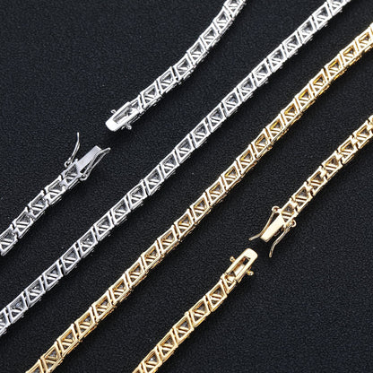 5MM Gold Pyramid Tennis Chain - Men's Gold Chain