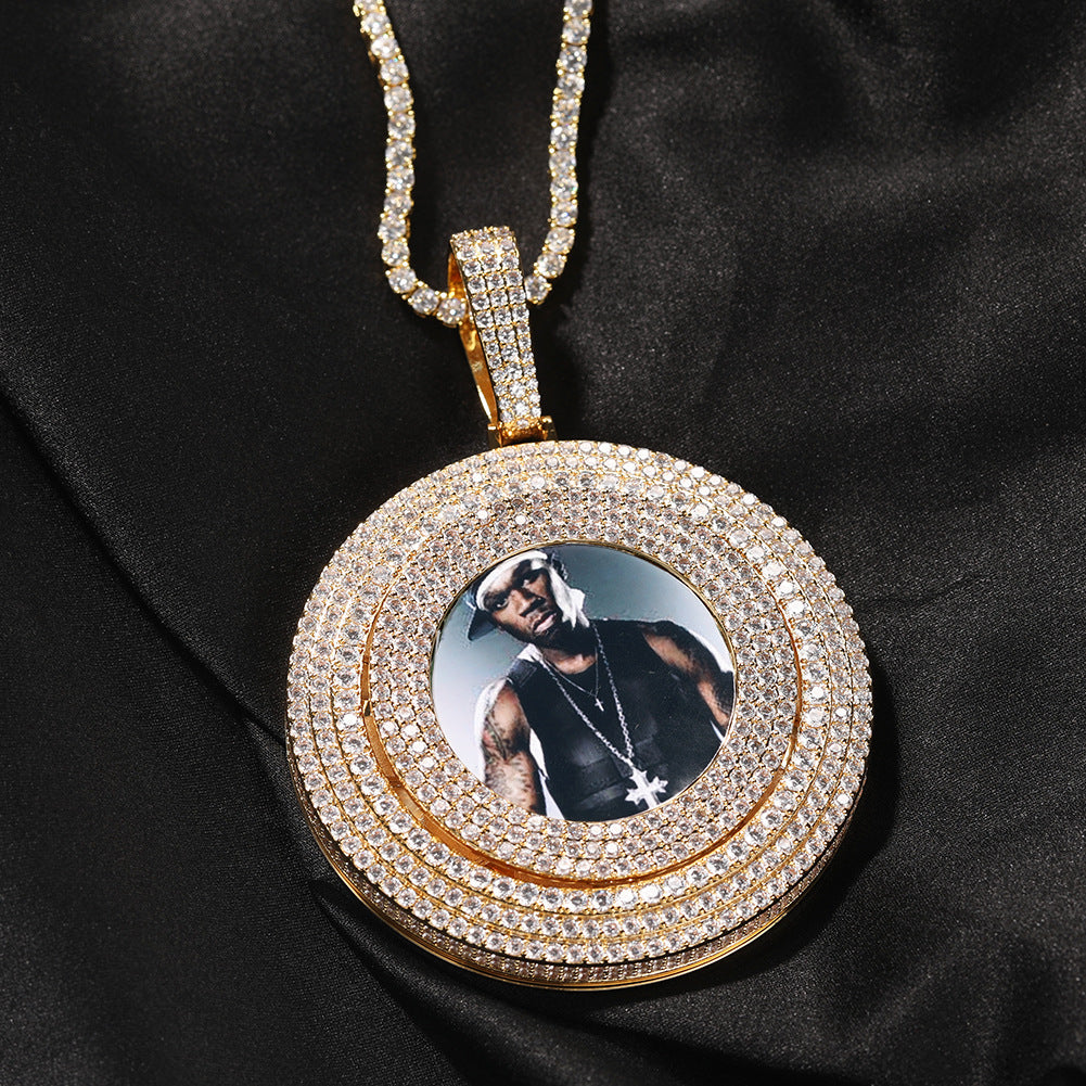 Gold Picture Pendant - Heavyweight Rotating Photo Disc