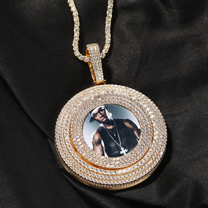 Gold Picture Pendant - Heavyweight Rotating Photo Disc