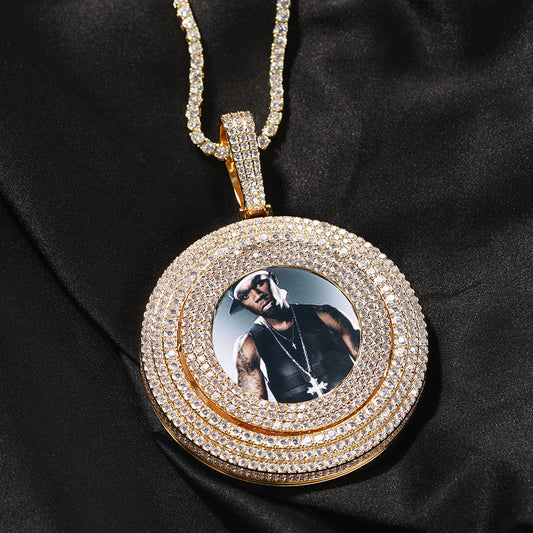 Gold Picture Pendant - Heavyweight Rotating Photo Disc