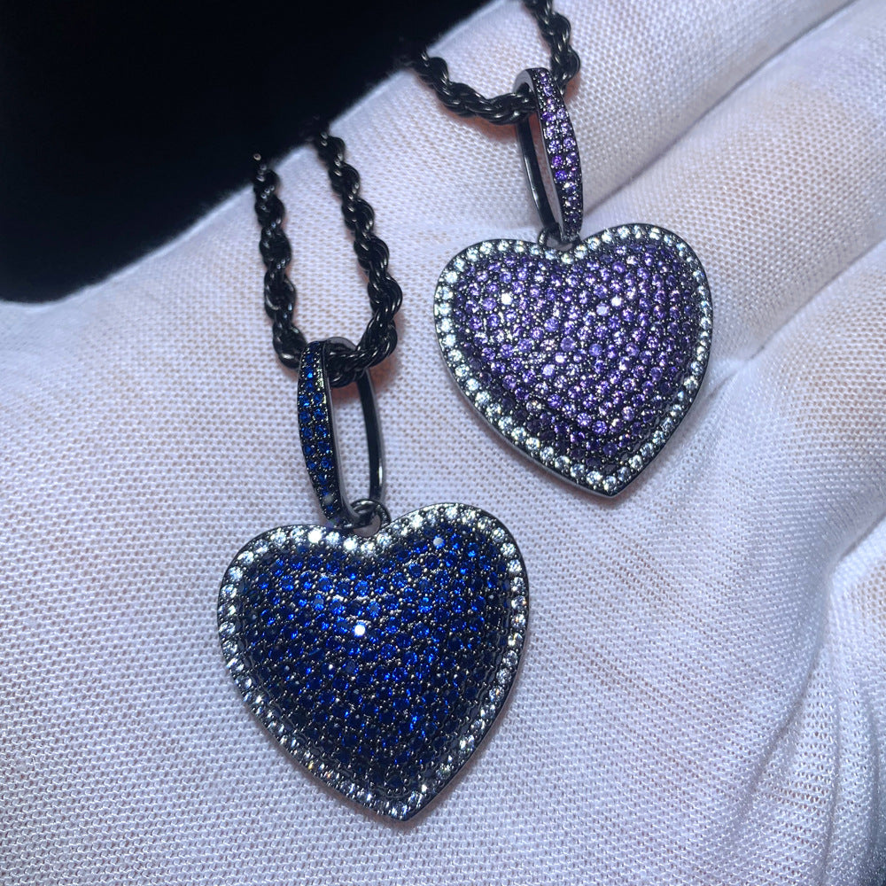 Purple Love Pendant - Puffy Pavé Halo