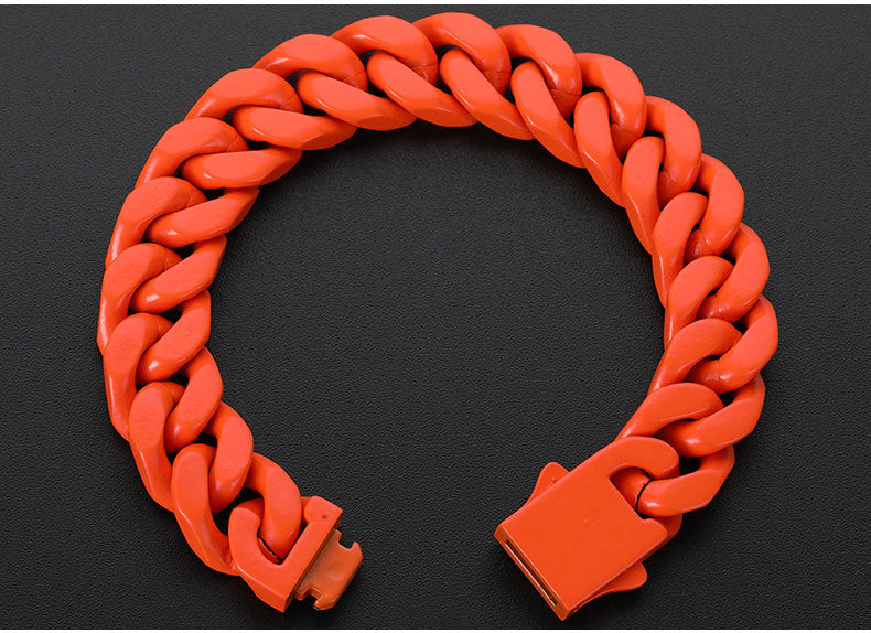 13MM Cuban Link Bracelet - High-Gloss Color Links