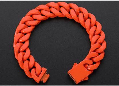 13MM Cuban Link Bracelet - High-Gloss Color Links