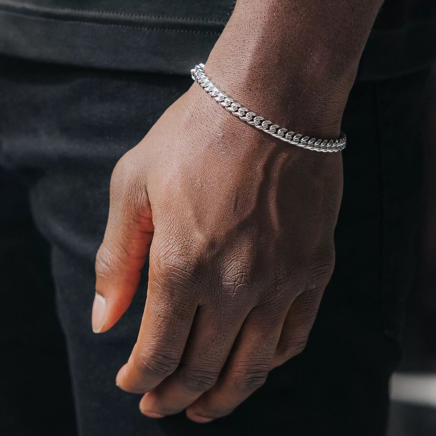 8MM White Gold Cuban Link Bracelet - Sleek Polished Links