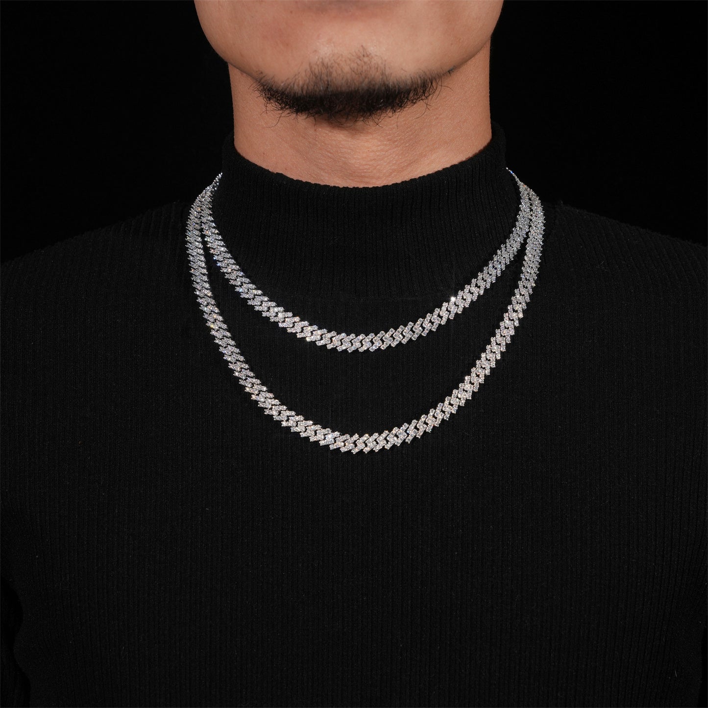 8MM Moissanite Cuban Link Chain - Single Row VVS S925 Silver