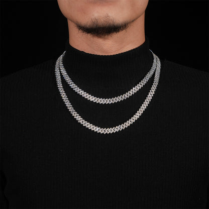 8MM Moissanite Cuban Link Chain - Single Row VVS S925 Silver