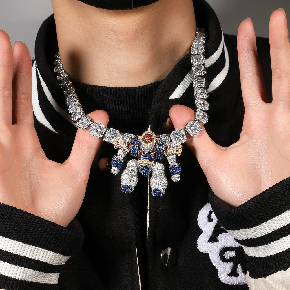 Iced Mecha Warrior Pendant