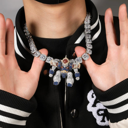 Iced Mecha Warrior Pendant