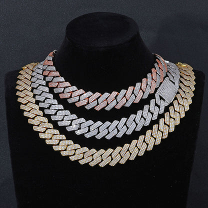 20MM Yellow Gold Iced Out Cuban Link Chain - 3 Row VVS