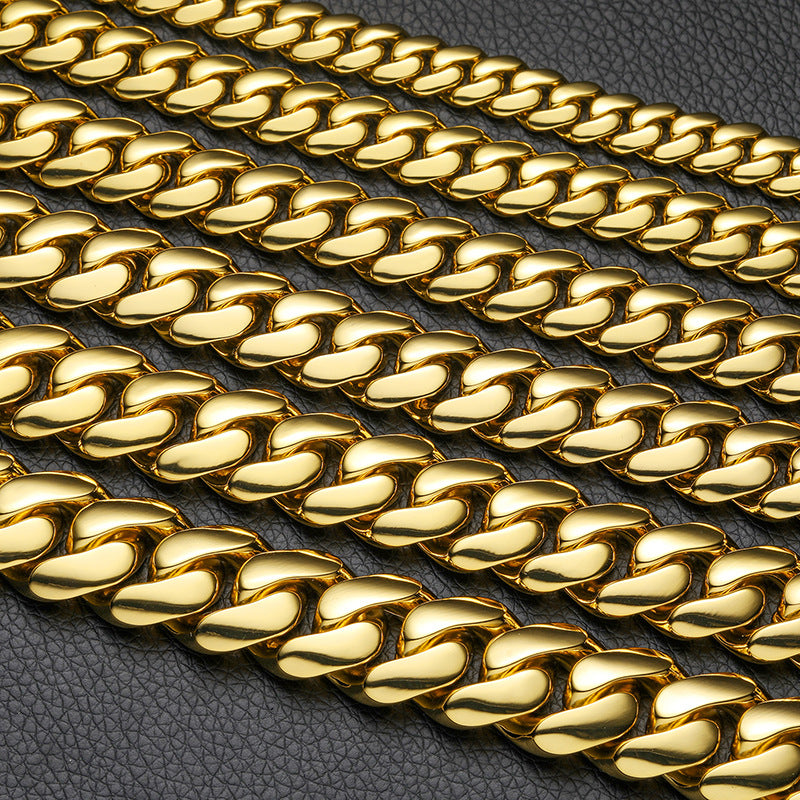 16MM Gold Miami Cuban Link Chain - High Polish Heavy Links
