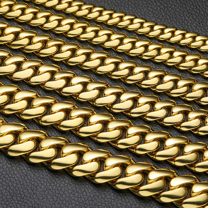 16MM Gold Miami Cuban Link Chain - High Polish Heavy Links