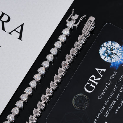 5MM Moissanite Tennis Chain - Heart Cut VVS S925 Silver