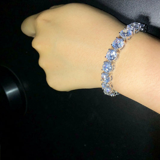 8MM White Gold Tennis Bracelet - Brilliant Round Cut