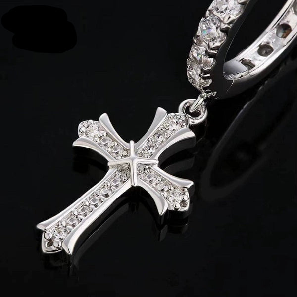 S925 Cross Earrings - Ice Grind