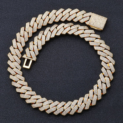20MM Yellow Gold Iced Out Cuban Link Chain - 3 Row VVS