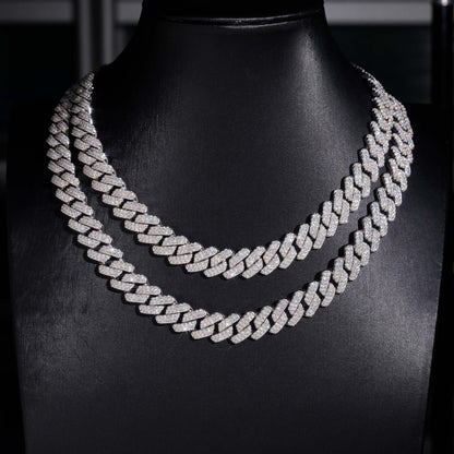 14MM Moissanite Cuban Link Chain - Trapezoid Iced VVS S925