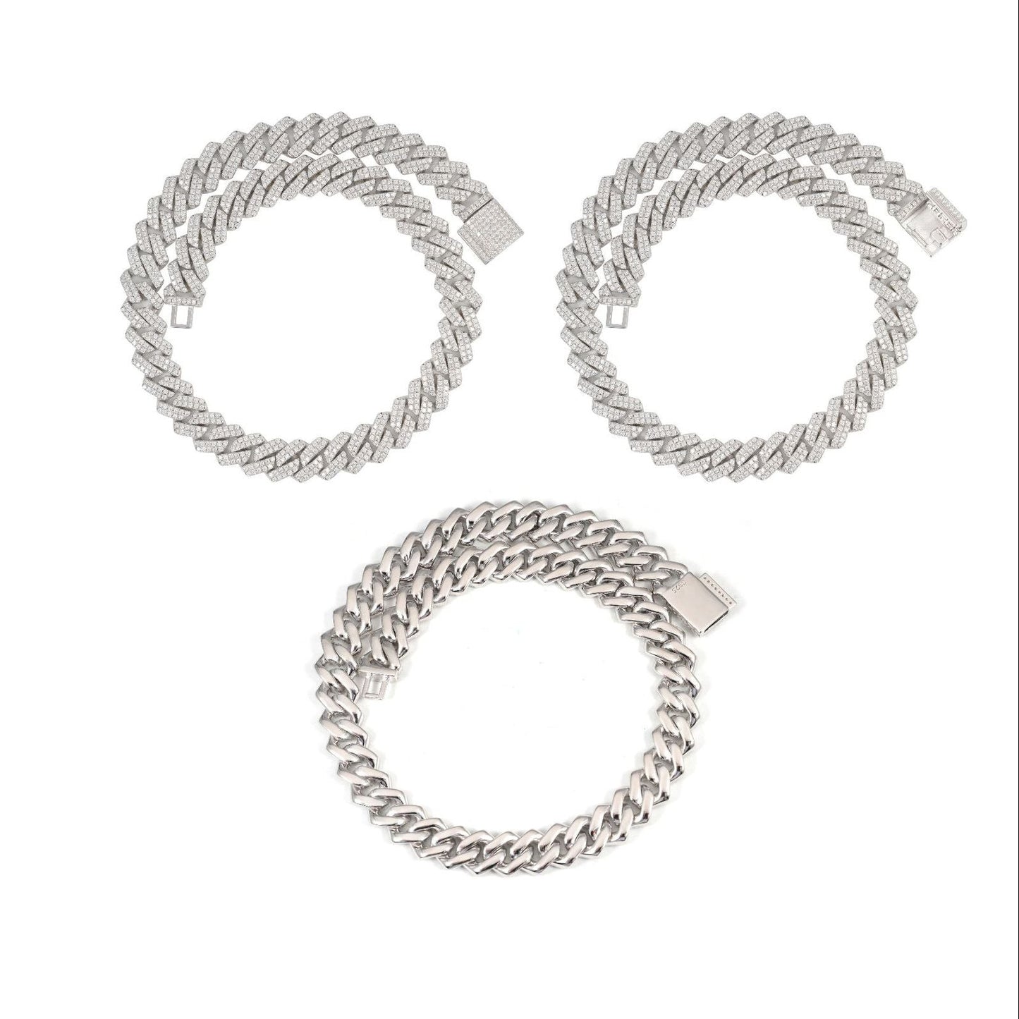 14MM Moissanite Cuban Link Chain - Trapezoid Iced VVS S925
