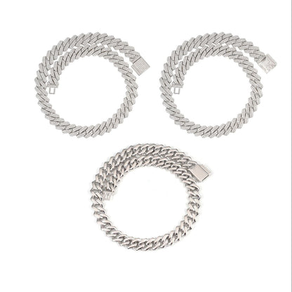 14MM Moissanite Cuban Link Chain - Trapezoid Iced VVS S925