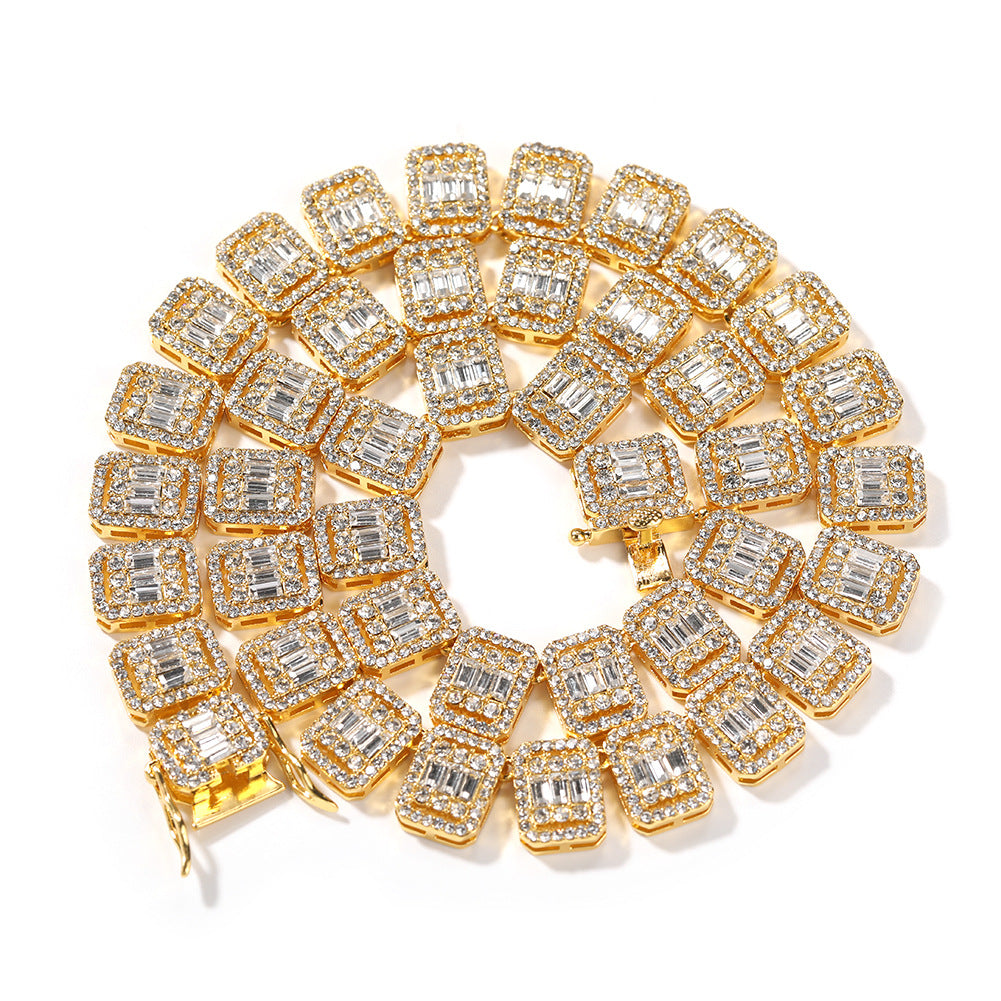 13MM Gold Tennis Chain - Men's Chain with Baguettes