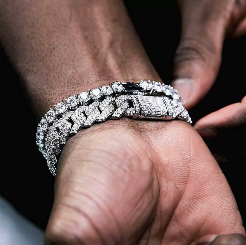 14MM Cuban Bracelet - Ice Grind