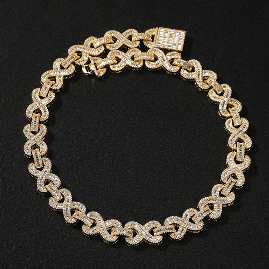 16MM Gold Infinity Link Chain - Iced Out Figure-8 Links