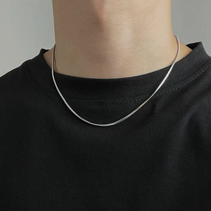 2MM White Gold Snake Chain - Men’s Silver Sleek Necklace
