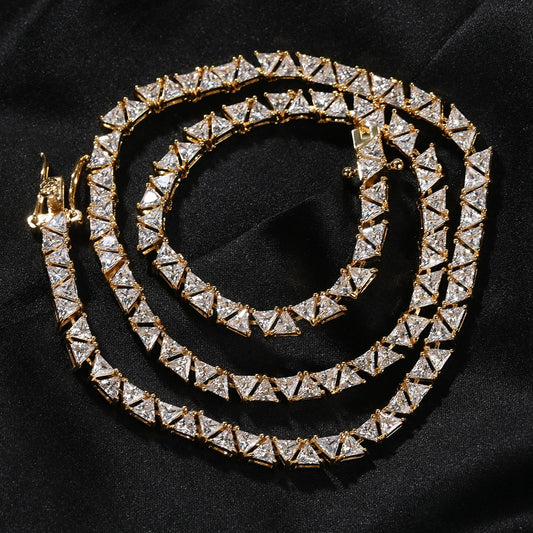 5MM Gold Pyramid Tennis Chain - Men's Gold Chain