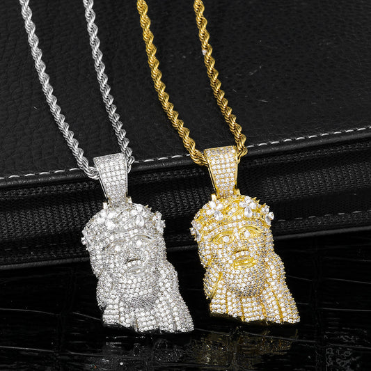 Iced Crown Jesus Pendant