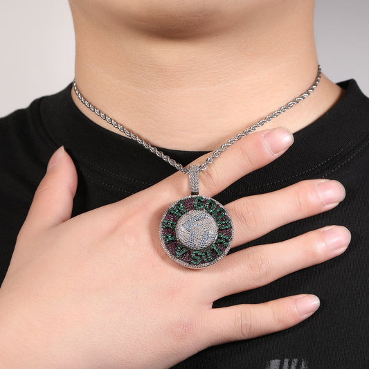 White Gold Iced Out Pendant -Rotating Earth Pendant