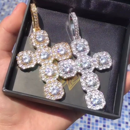 Large Diamond Cross Pendant - Ice Grind