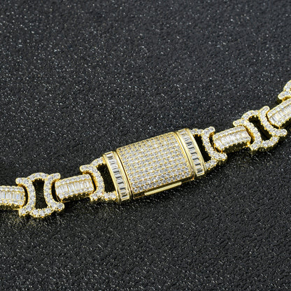 12MM Gold Link Bracelet - Mirrored C Baguette Links