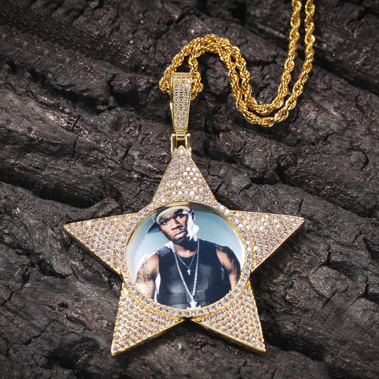 18K Gold Iced Out Superstar Picture Pendant