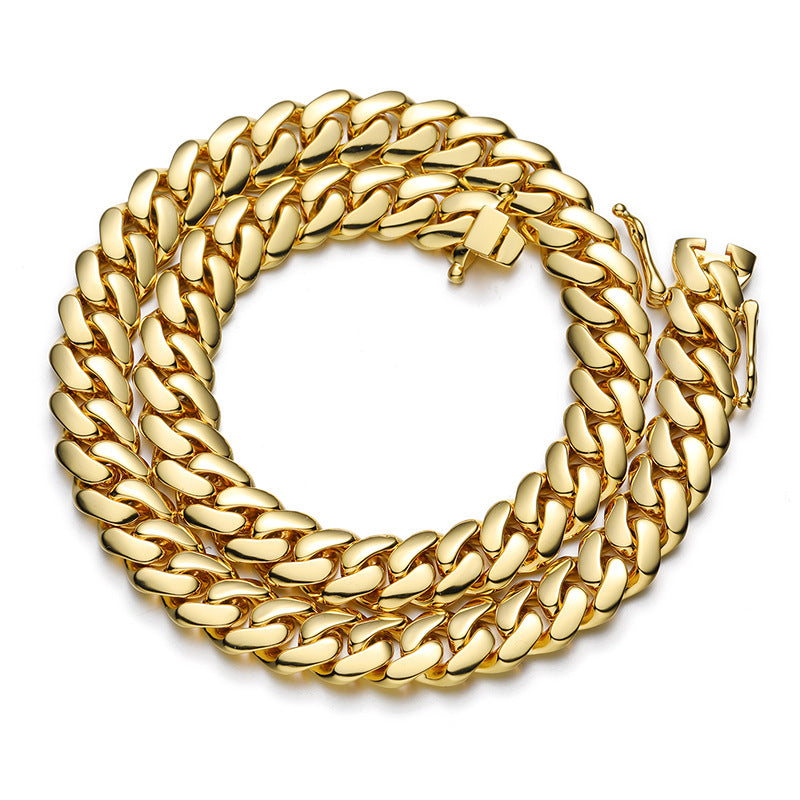 14MM Gold Miami Cuban Link Chain - Classic Miami Links