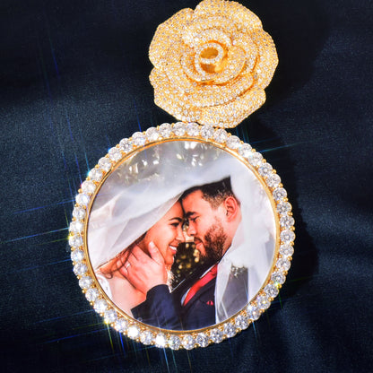 Custom Rose Iced Photo Pendant