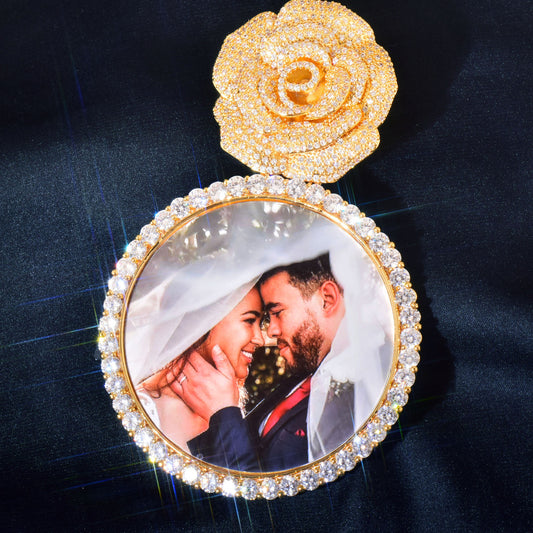 Custom Rose Iced Photo Pendant
