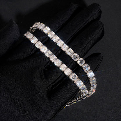 5MM Moissanite Tennis Chain - 0.8CT Asscher VVS Silver