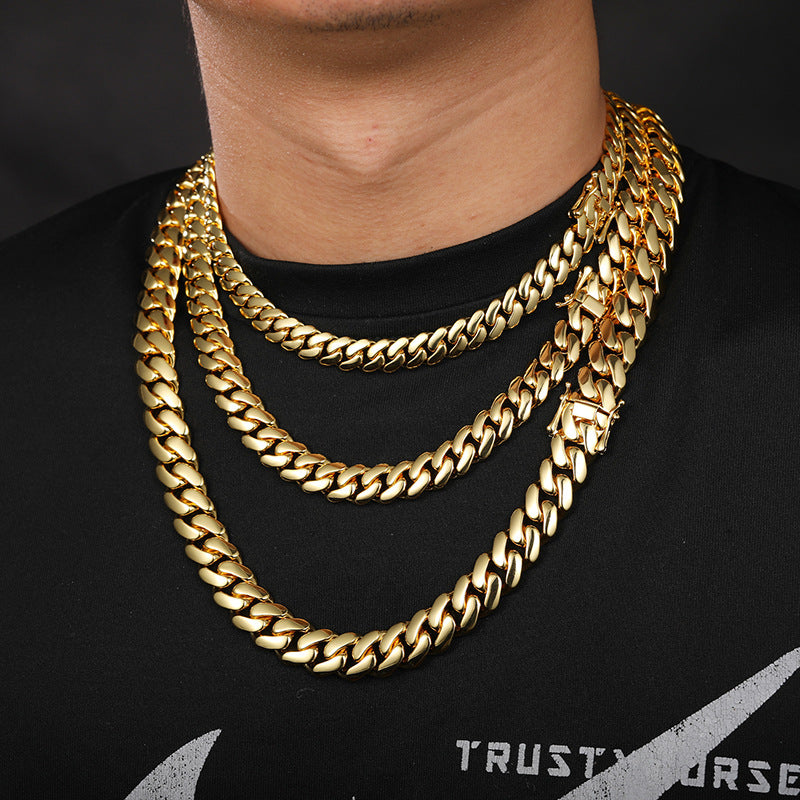 16MM Gold Miami Cuban Link Chain - High Polish Heavy Links
