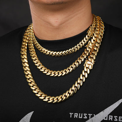 16MM Gold Miami Cuban Link Chain - High Polish Heavy Links