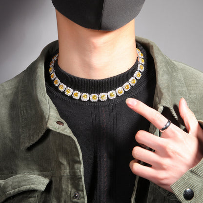 12MM Gold Tennis Chain - Men’s Iced Yellow Diamond Chain